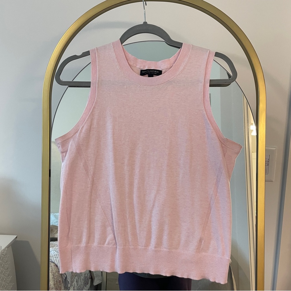 Banana Republic Pink Ribbed Sleeveless Blouse